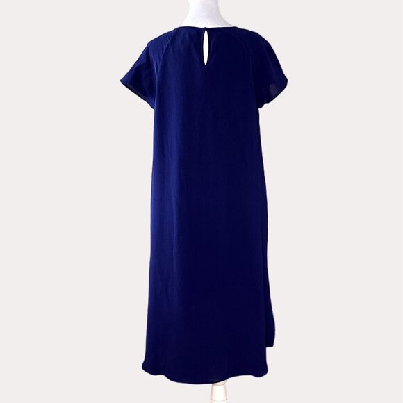 Adrianna Papell Slinky Knit High Low Corkscrew Ruffle Dress Blue 8 - Picture 6 of 9